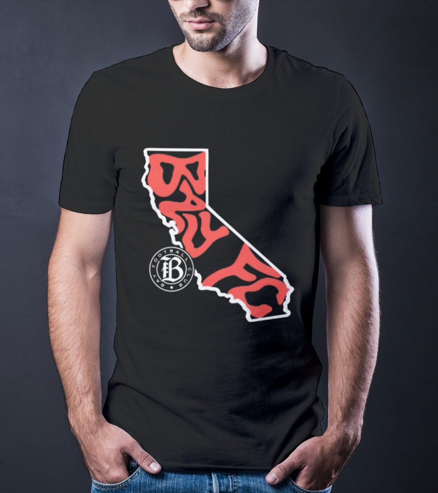 Bay FC Groovy Text California State Map Football Club T-Shirt