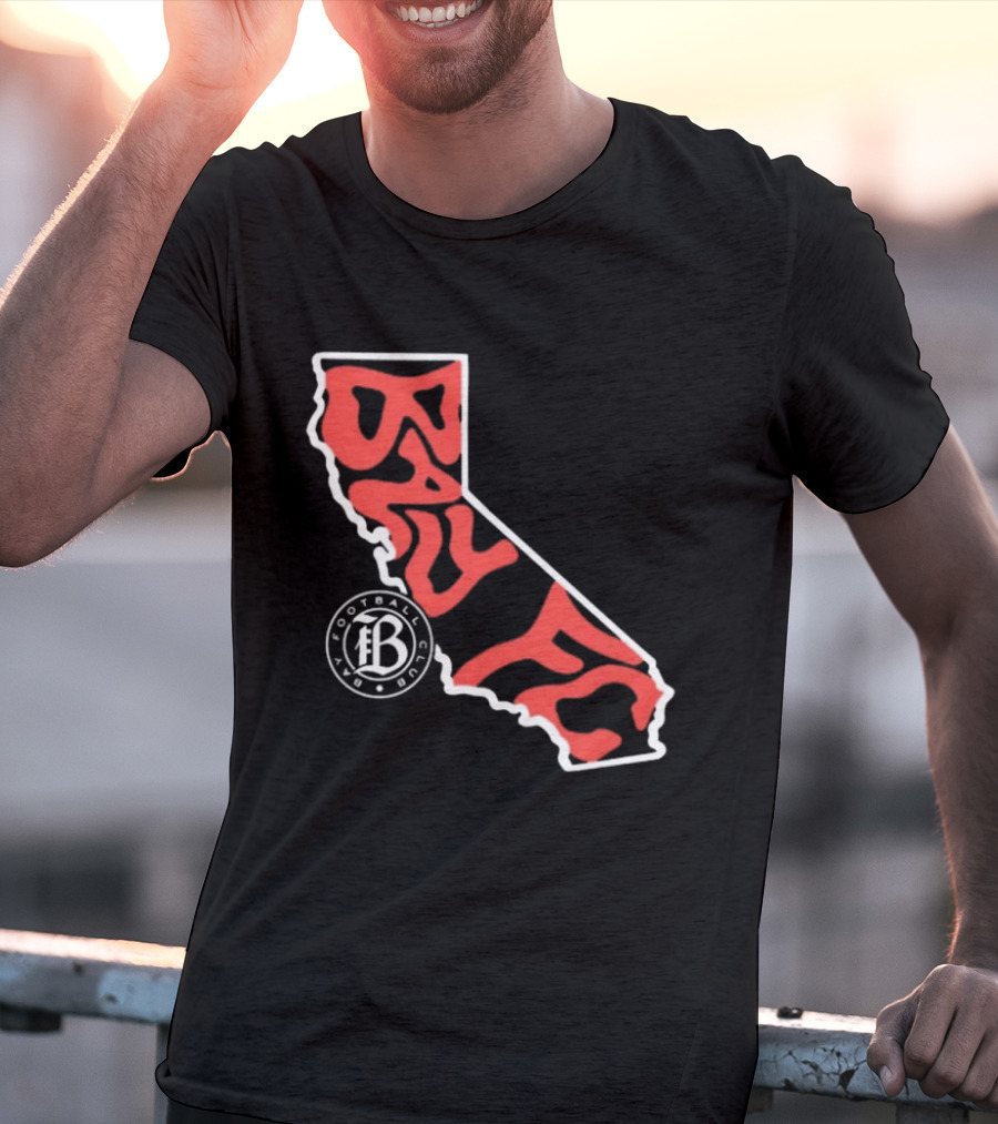 Bay FC Groovy Text California State Map Football Club T-Shirt