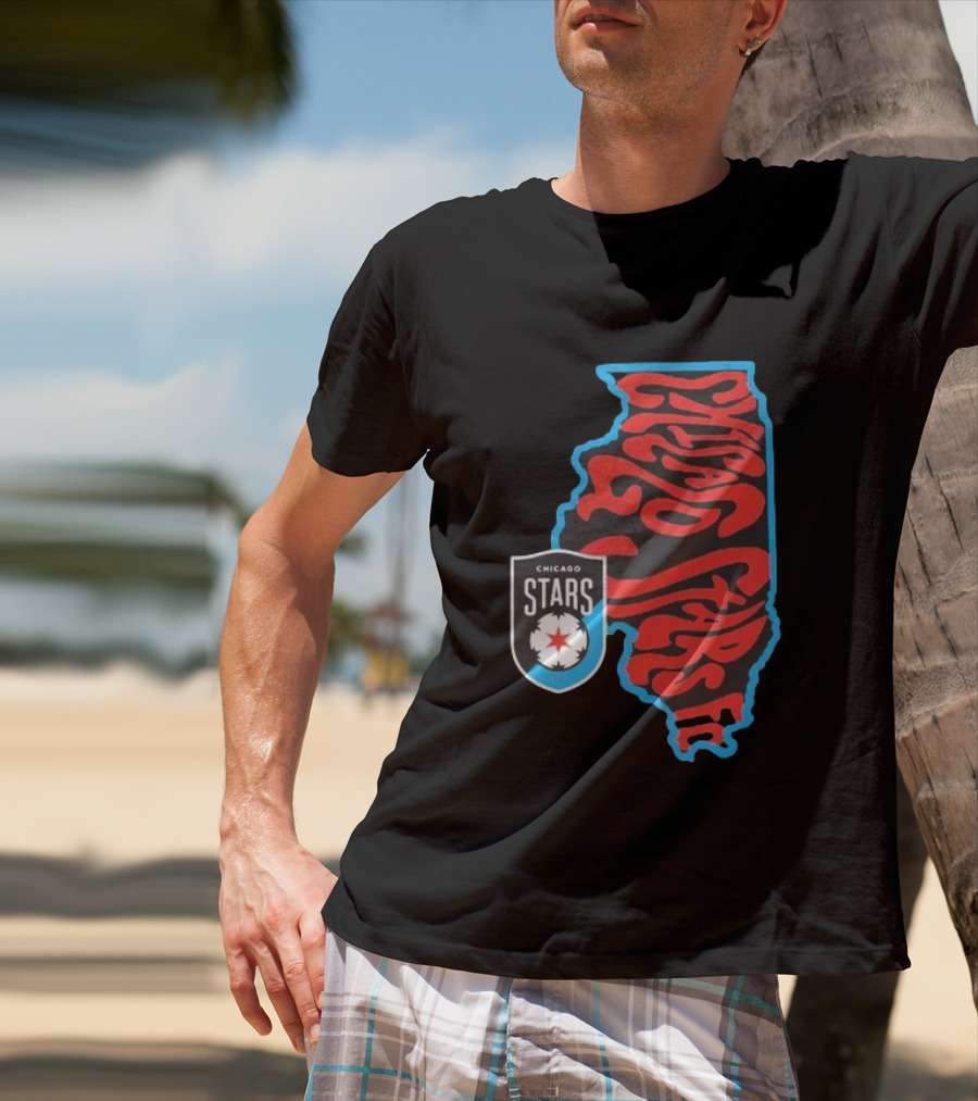 Chicago Stars FC Groovy Team State Illinois Map T-Shirt