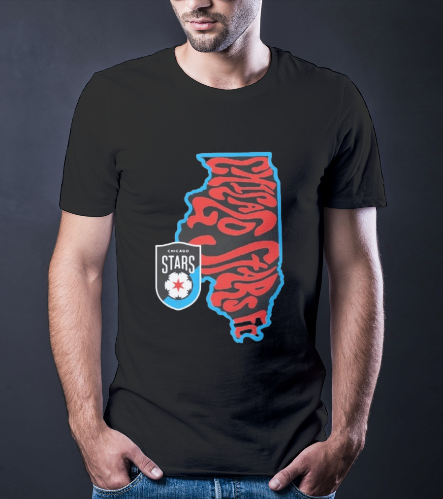 Chicago Stars FC Groovy Team State Illinois Map T-Shirt
