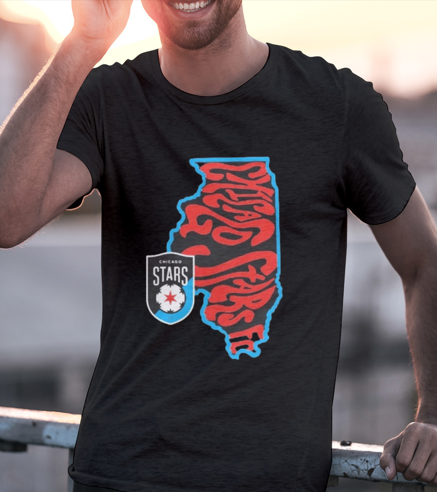 Chicago Stars FC Groovy Team State Illinois Map T-Shirt