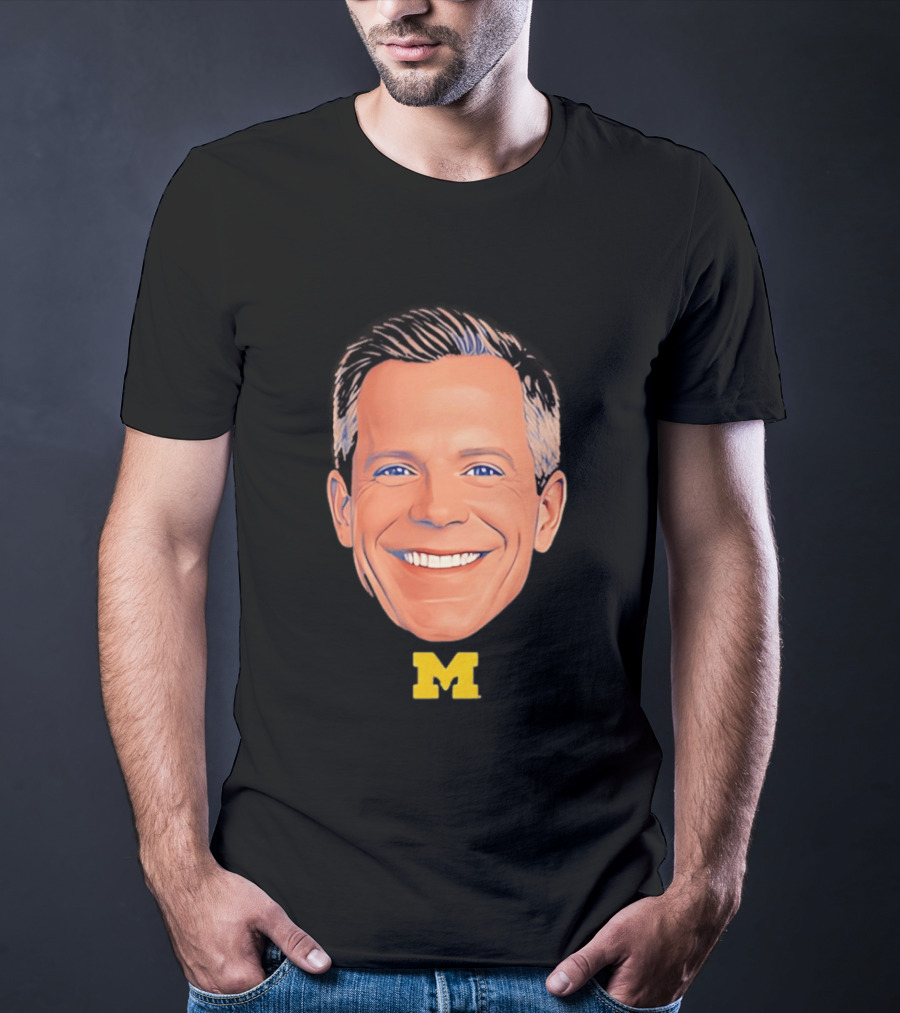 Dusty May Big Face Michigan Wolverines M Yellow T-Shirt