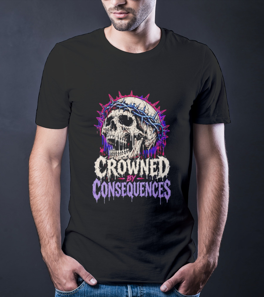 Crowned By Consequences Dark Skull Gothic Horror T-Shirt