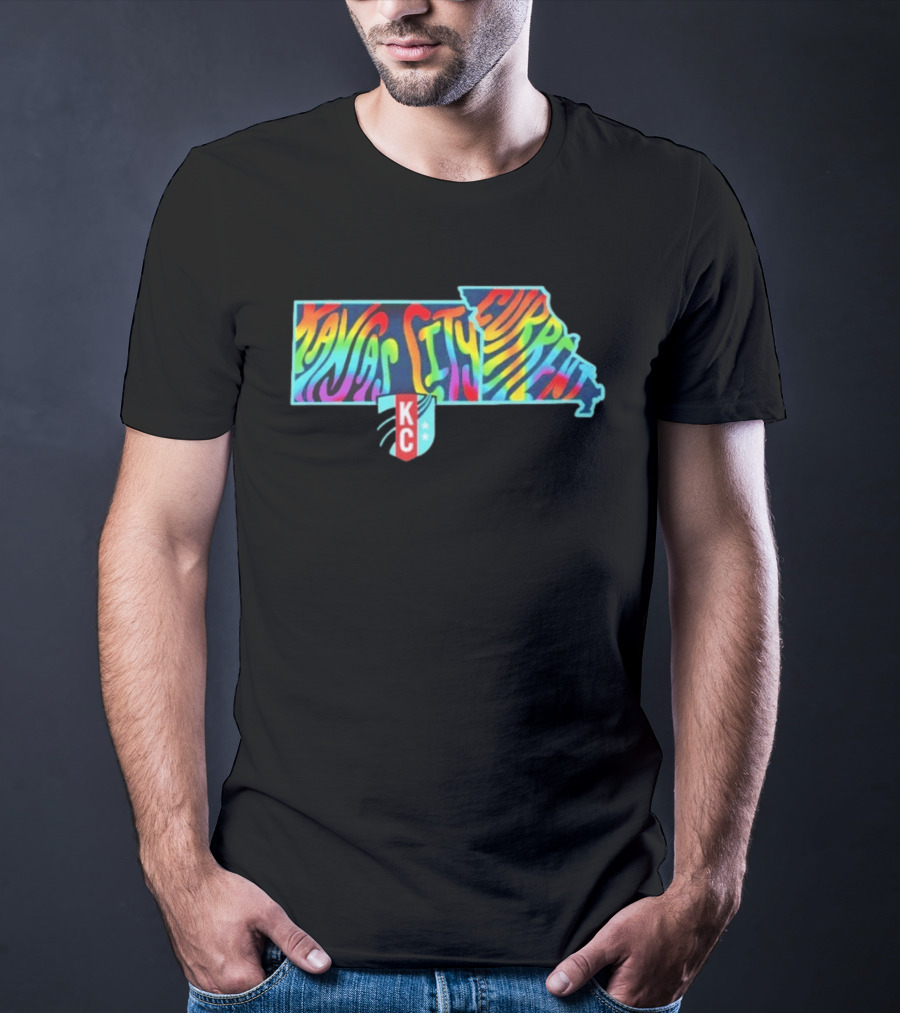 Kansas City Current Groovy Pride State KC Iconic Colorful Map T-Shirt