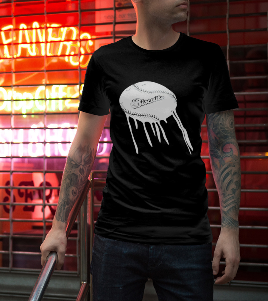 Montgomery Biscuits Baseball Dripping Melted Effect T-Shirt