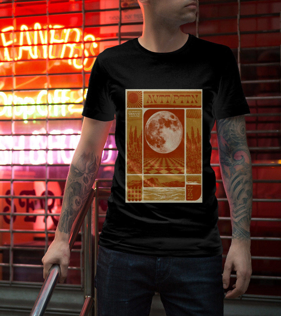 The Avett Brothers AWT PTTN Moon Checkered Austin Texas Moody Center May 14 2026 T-Shirt