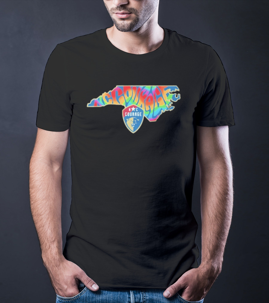 North Carolina Courage Pride State Rainbow Map T-Shirt