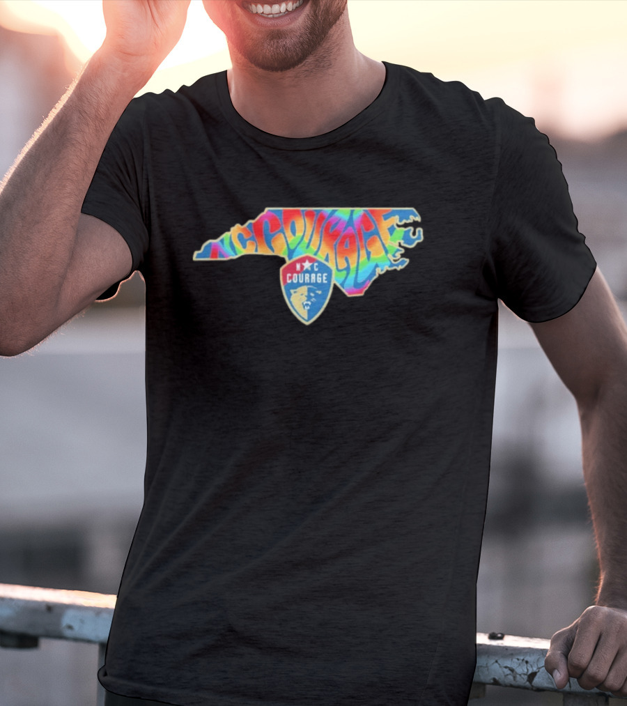 North Carolina Courage Pride State Rainbow Map T-Shirt