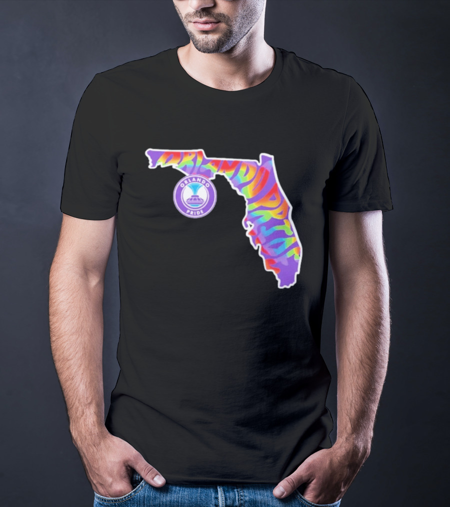 Orlando Pride Groovy Rainbow Florida Map T-Shirt
