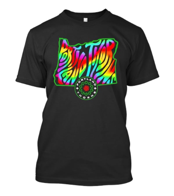 Portland Thorns Groovy Pride State Oregon Map Rainbow T-Shirt