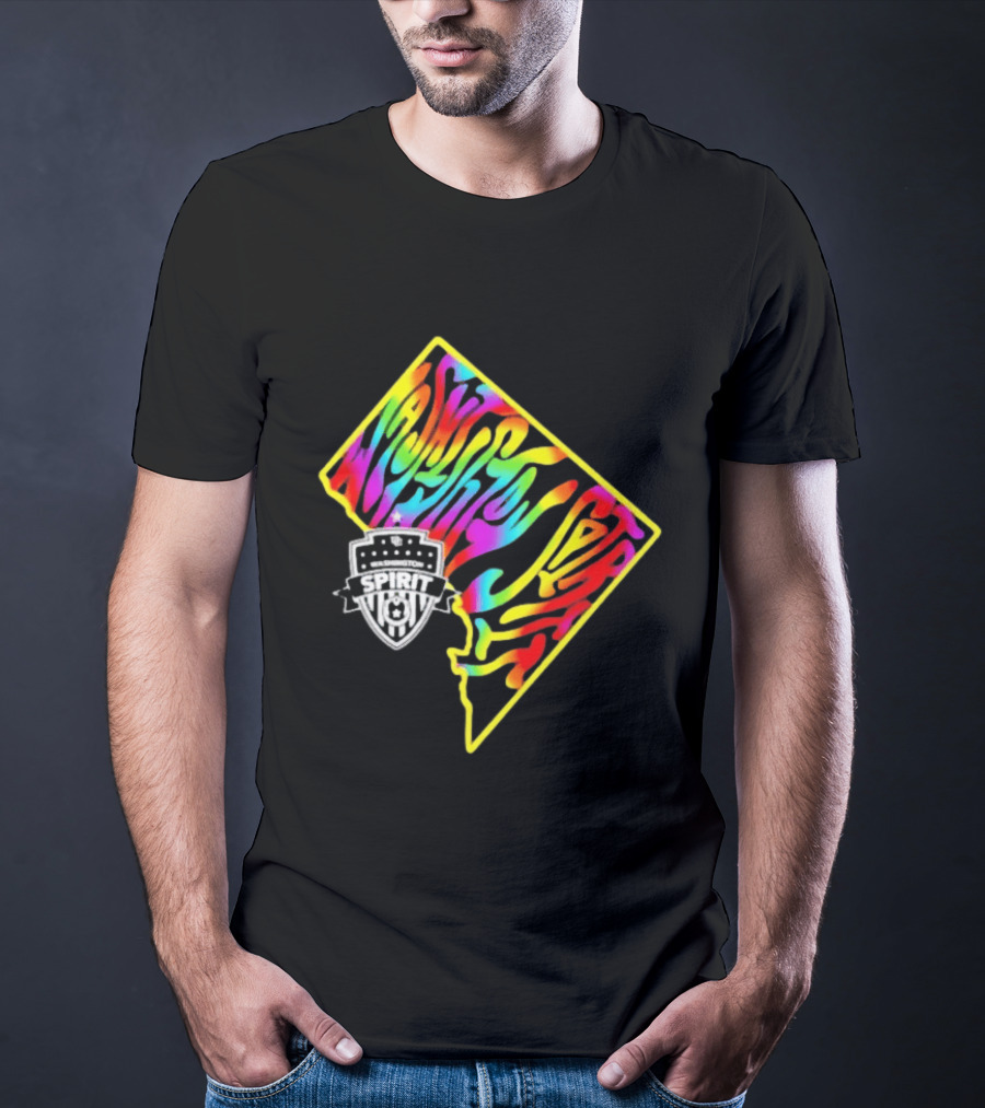 Washington Spirit Groovy Pride Rainbow State Map T-Shirt