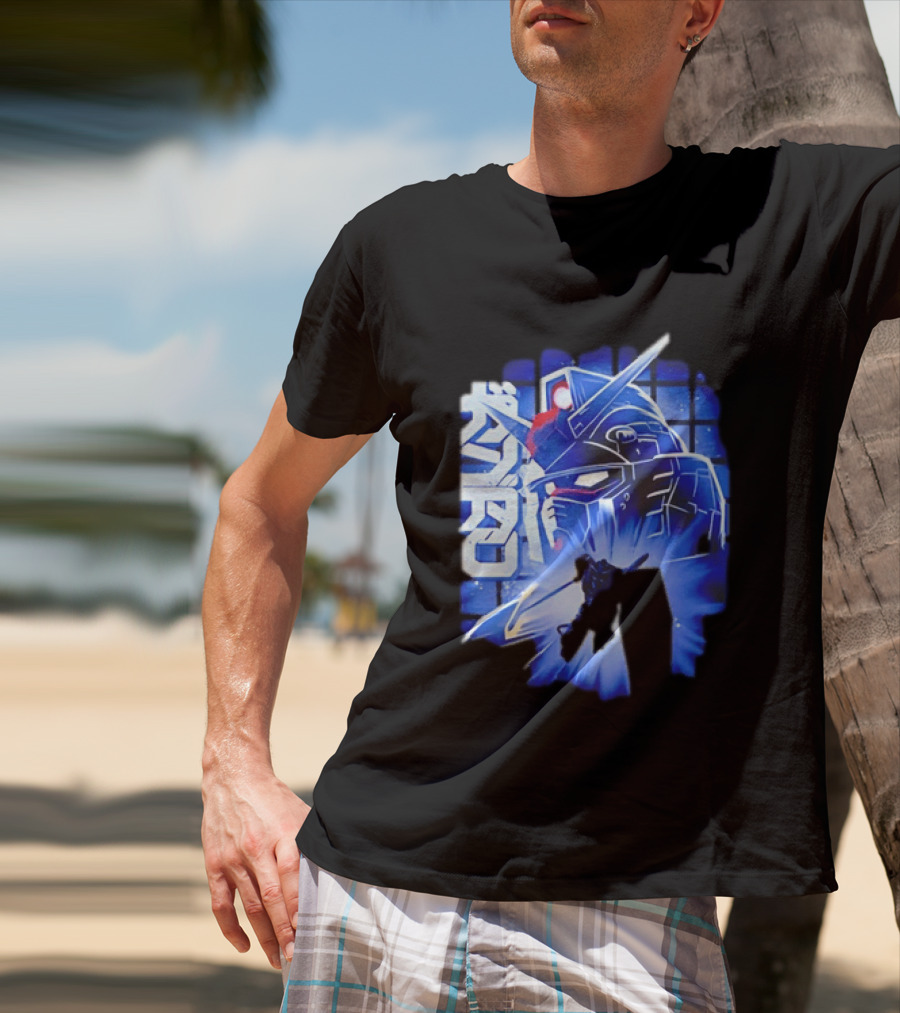 RX 78 2 Mobile Suit Gundam Fighter Neon Blue T-Shirt