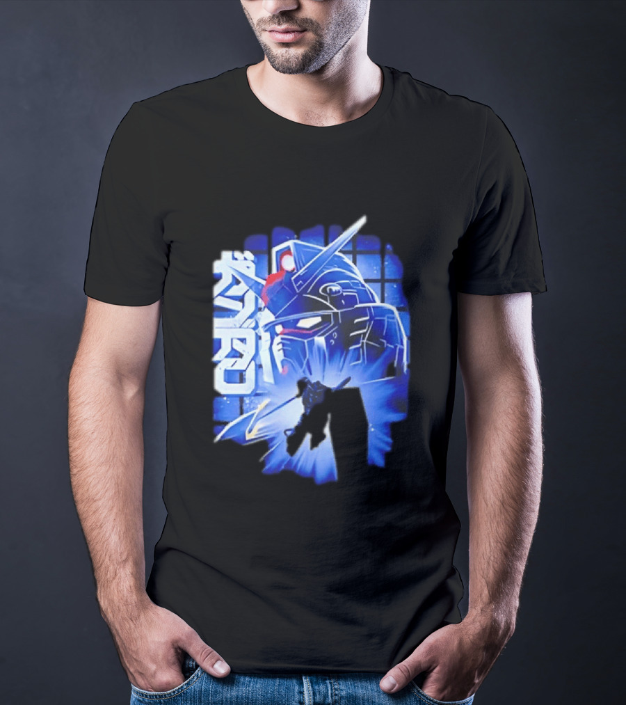 RX 78 2 Mobile Suit Gundam Fighter Neon Blue T-Shirt