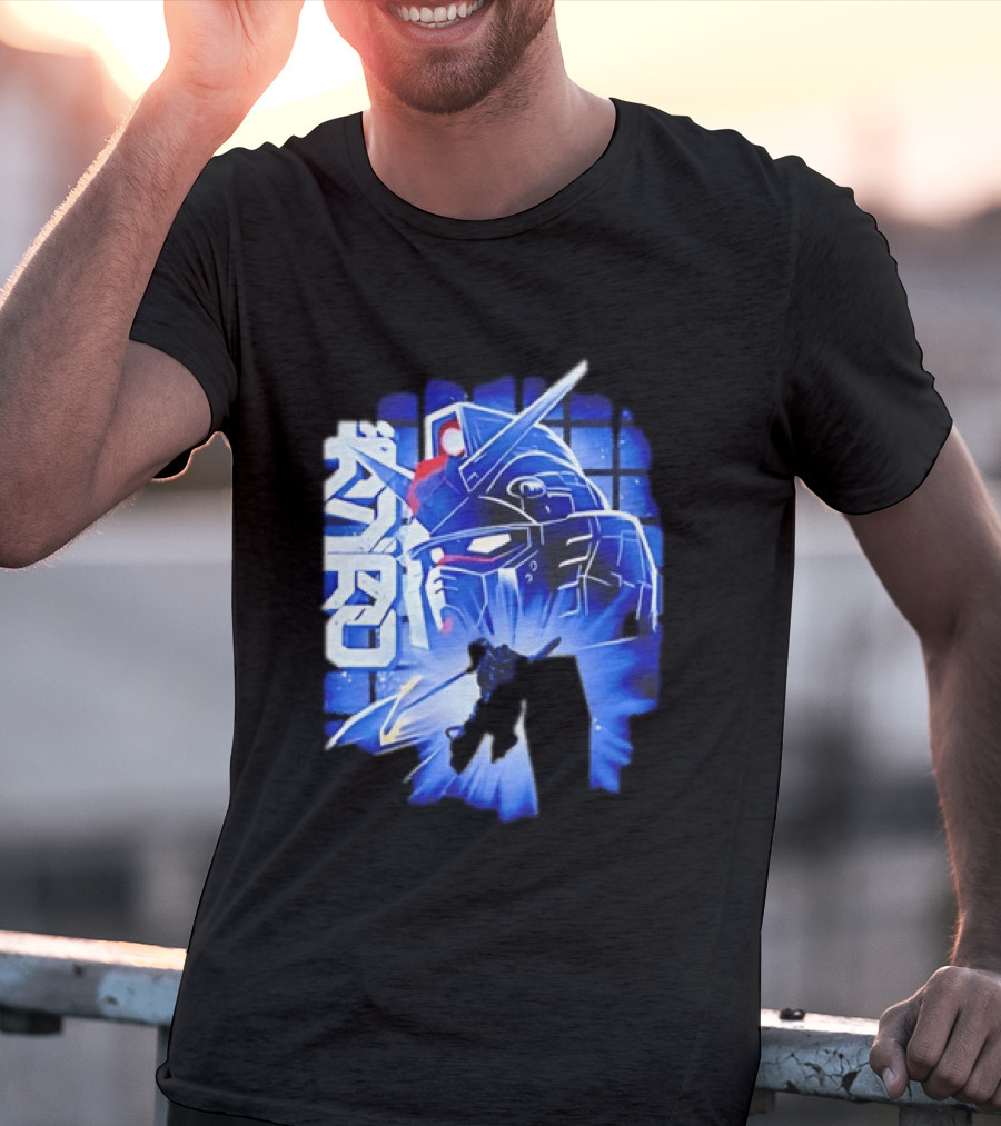 RX 78 2 Mobile Suit Gundam Fighter Neon Blue T-Shirt