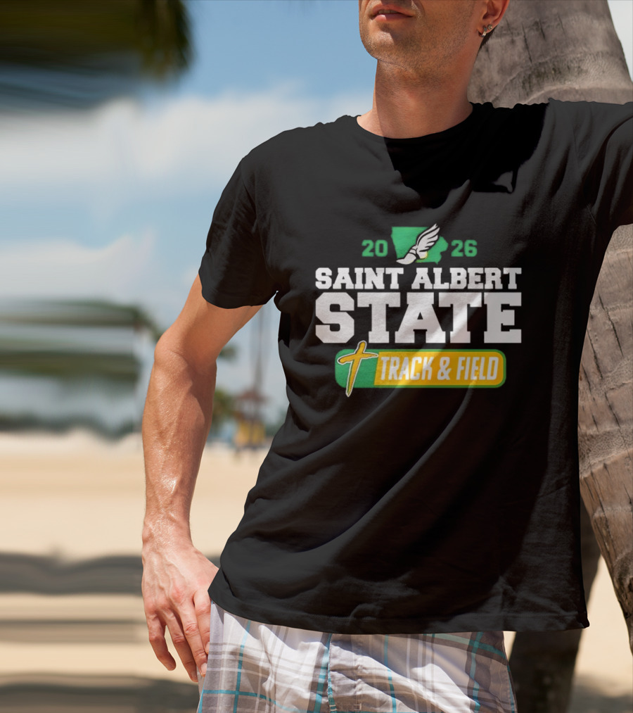 Saint Albert State 2026 Track & Field Winged Shoe T-Shirt