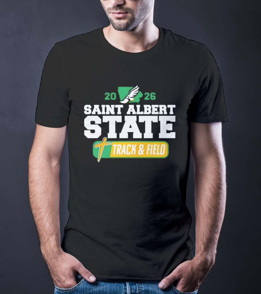 Saint Albert State 2026 Track & Field Winged Shoe T-Shirt