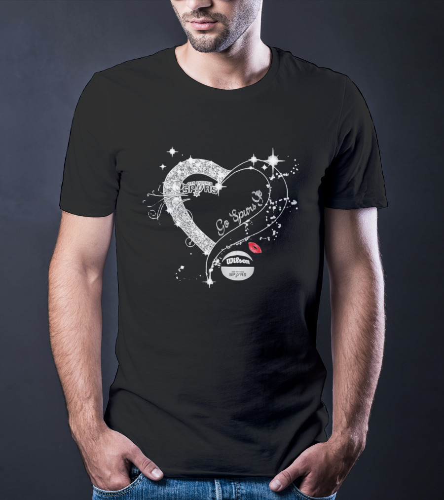 San Antonio Spurs Go Spurs Go Heart Wilson Basketball Sparkle Lips T-Shirt
