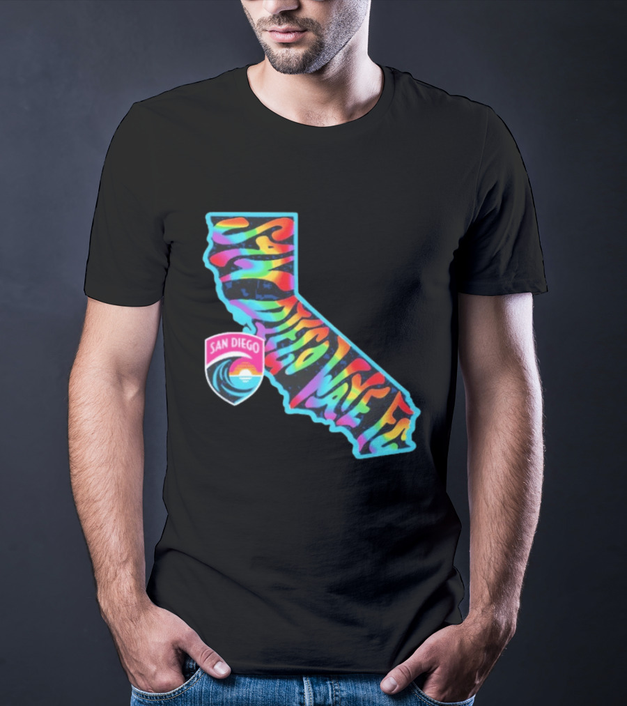San Diego Wave FC Groovy Pride California Map T-Shirt