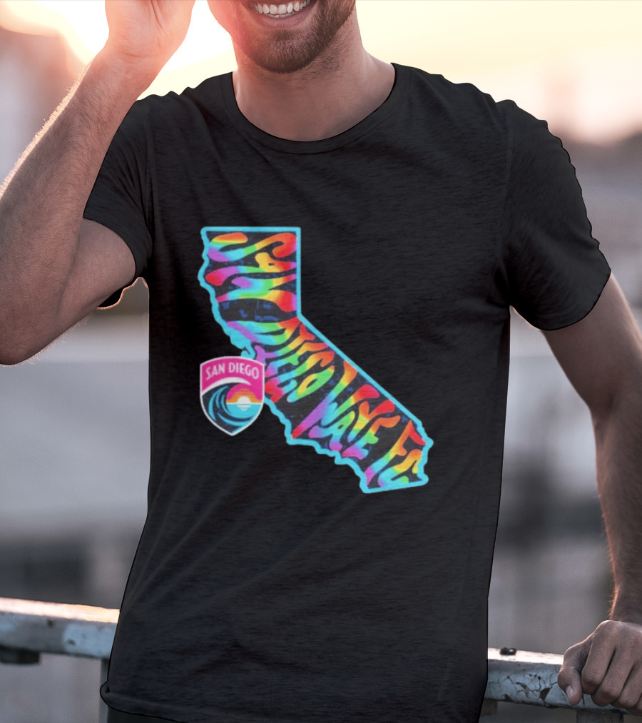 San Diego Wave FC Groovy Pride California Map T-Shirt