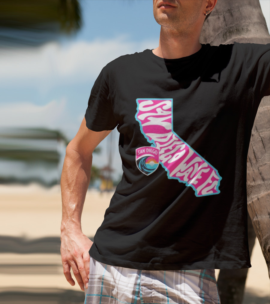 San Diego Wave FC Groovy California Pink State T-Shirt
