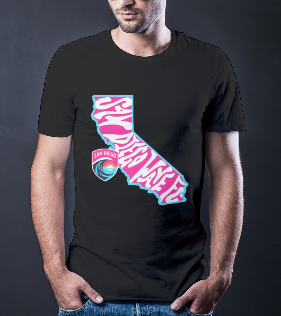 San Diego Wave FC Groovy California Pink State T-Shirt