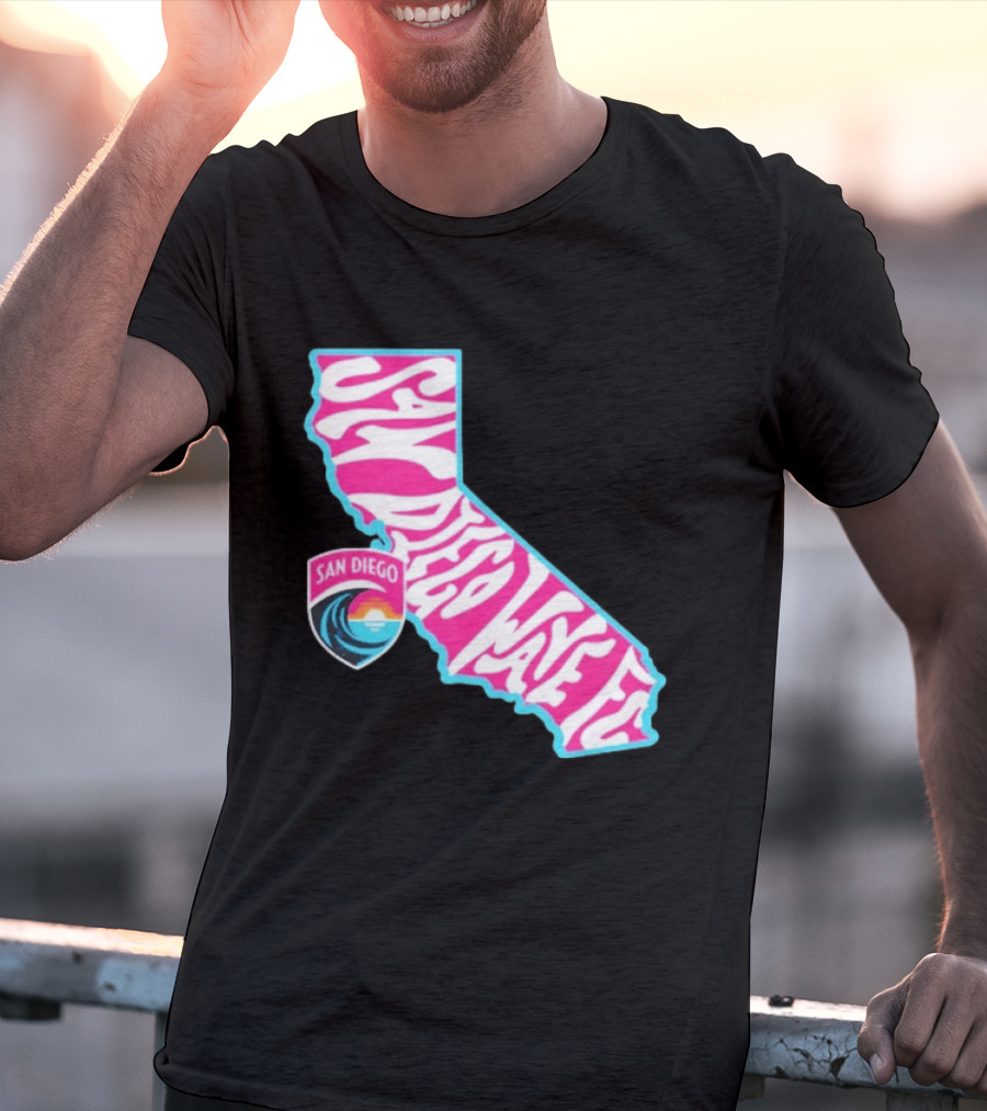 San Diego Wave FC Groovy California Pink State T-Shirt