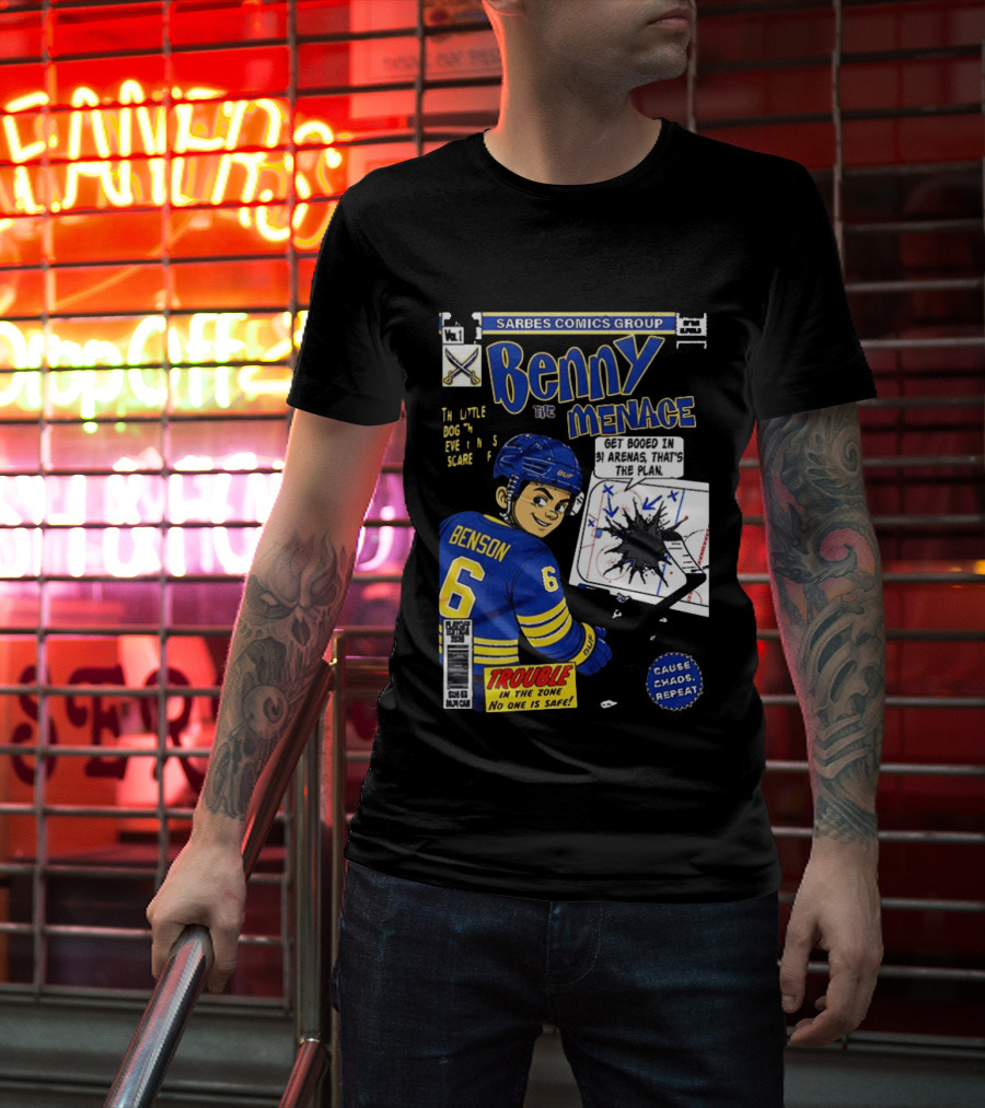Sarbes Comics Benny The Menace Zach Benson Trouble Buffalo Sabres Hockey T-Shirt