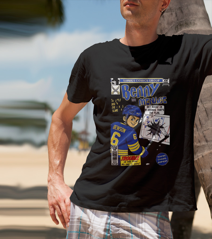 Sarbes Comics Benny The Menace Zach Benson Trouble Buffalo Sabres Hockey T-Shirt