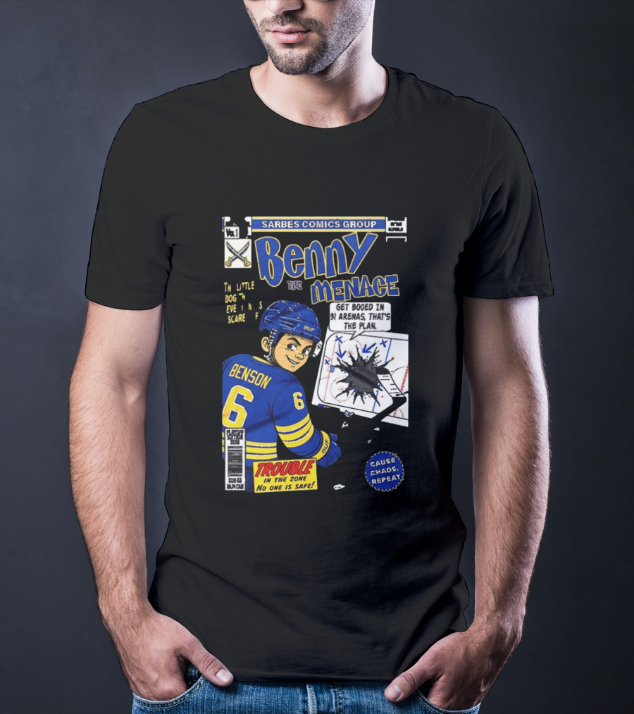 Sarbes Comics Benny The Menace Zach Benson Trouble Buffalo Sabres Hockey T-Shirt