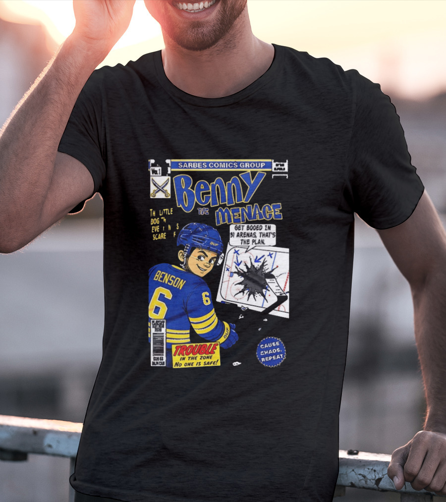 Sarbes Comics Benny The Menace Zach Benson Trouble Buffalo Sabres Hockey T-Shirt