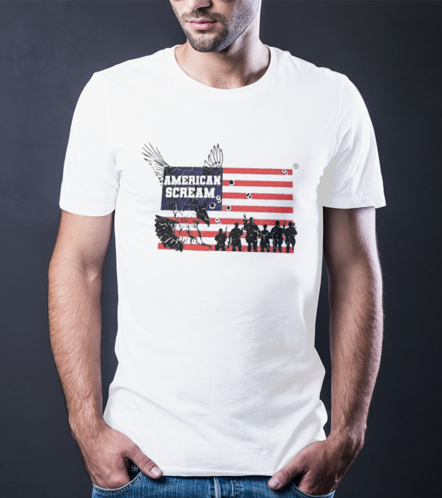 American Scream Soldiers USA Flag Eagle T-Shirt