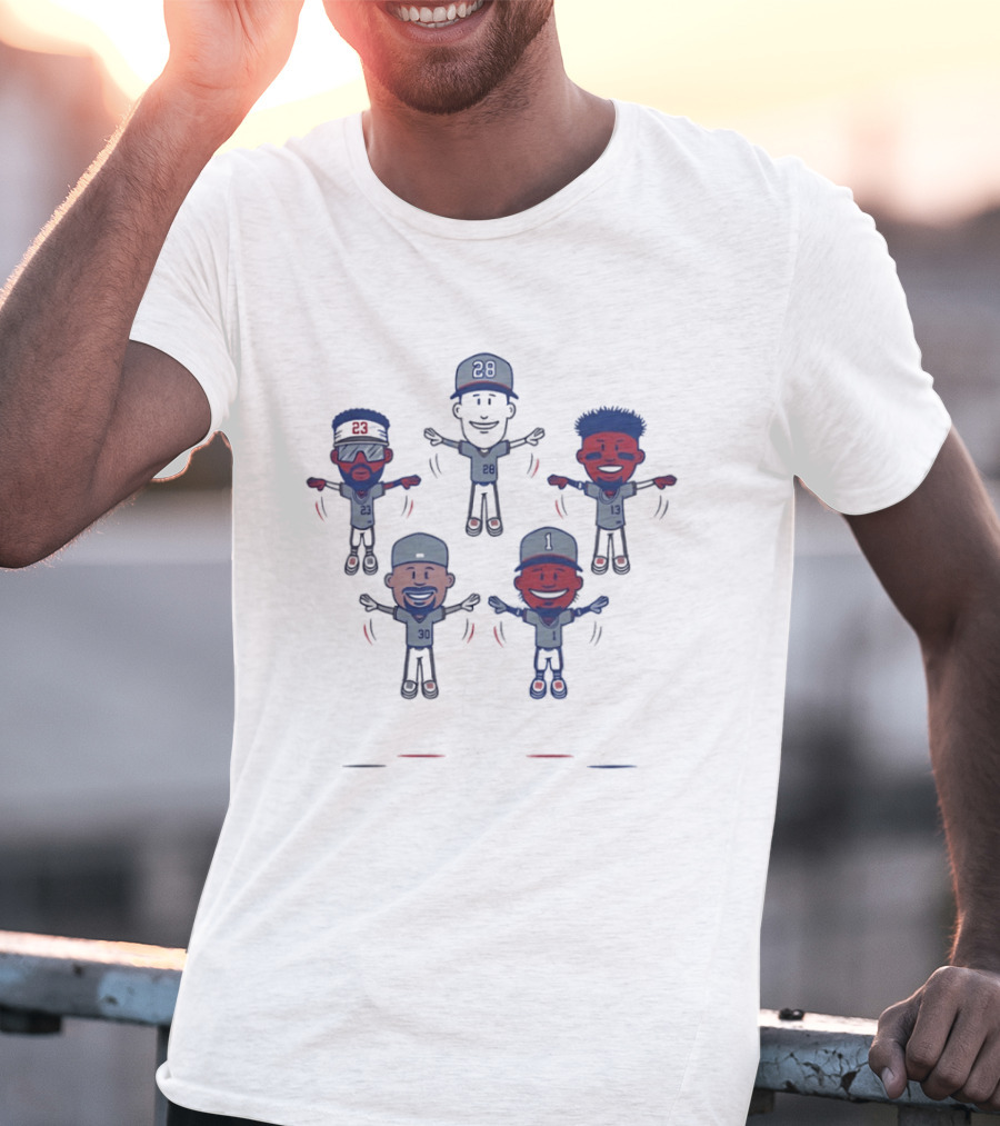 Atlanta Braves Baseball Caricature Players 23 30 20 1 Jerseys T-Shirt