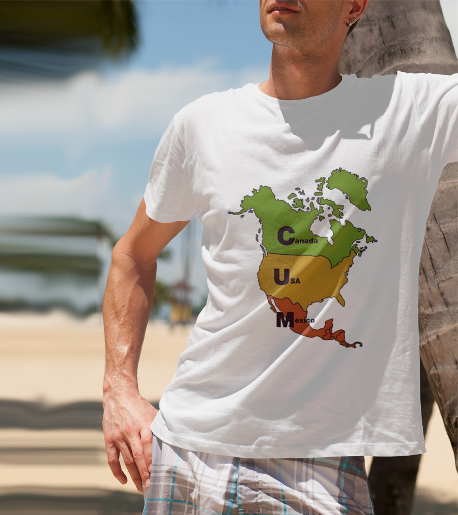 Canada USA Mexico Map CUM Bold Letters T-Shirt