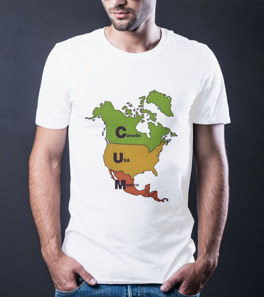 Canada USA Mexico Map CUM Bold Letters T-Shirt