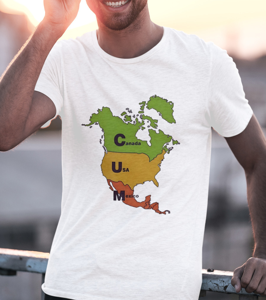 Canada USA Mexico Map CUM Bold Letters T-Shirt