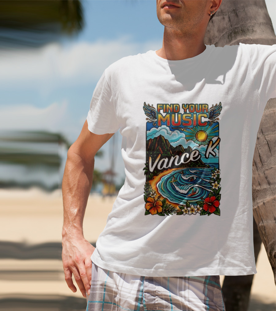Find Your Music Vance K Tropical Surfing Paradise T-Shirt