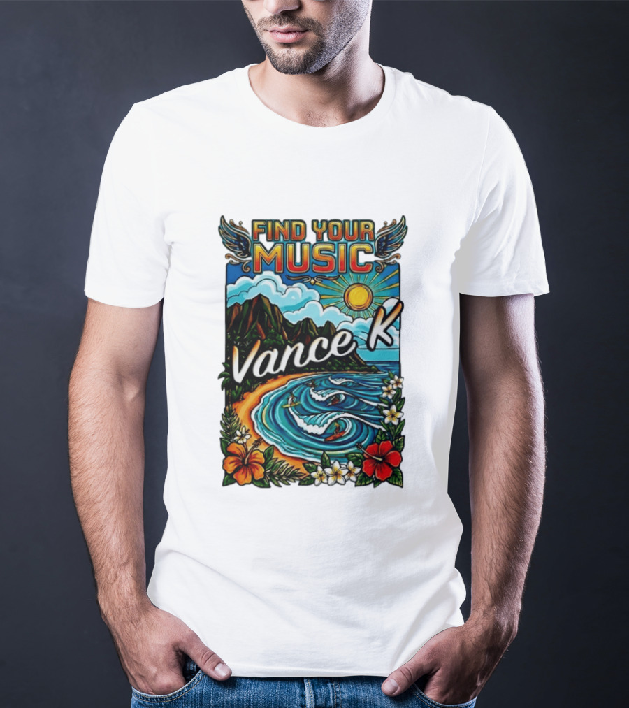 Find Your Music Vance K Tropical Surfing Paradise T-Shirt