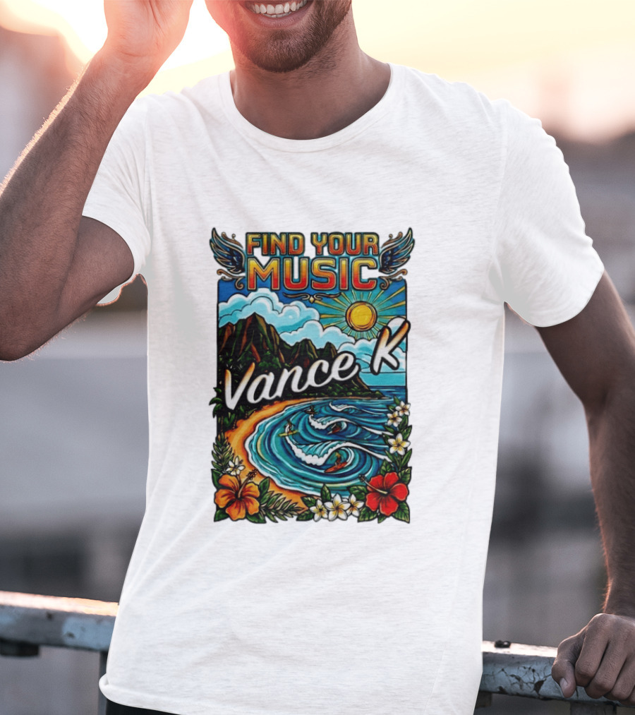 Find Your Music Vance K Tropical Surfing Paradise T-Shirt