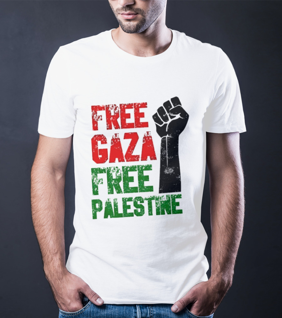 Free Gaza Free Palestine Raised Fist T-Shirt