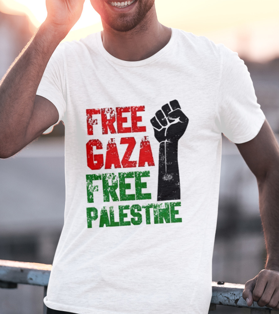 Free Gaza Free Palestine Raised Fist T-Shirt
