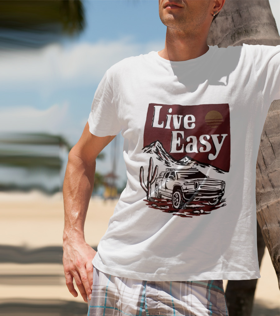 Live Easy Bronco Car Desert Adventure Sunset T-Shirt