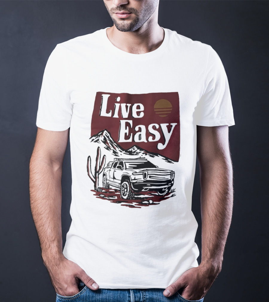 Live Easy Bronco Car Desert Adventure Sunset T-Shirt
