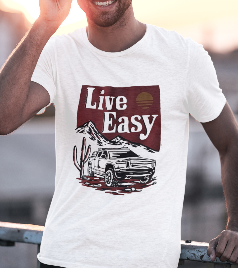 Live Easy Bronco Car Desert Adventure Sunset T-Shirt