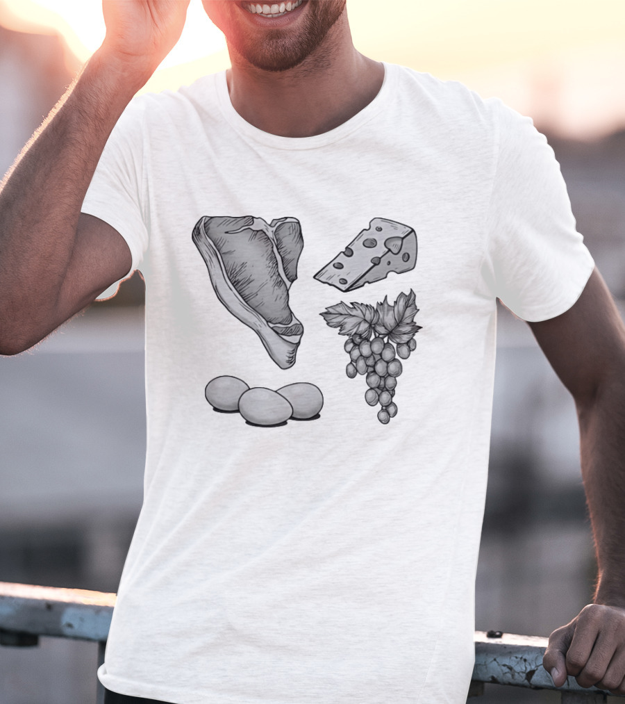 Steak Cheese Eggs Grape Juice Food T-Shirt