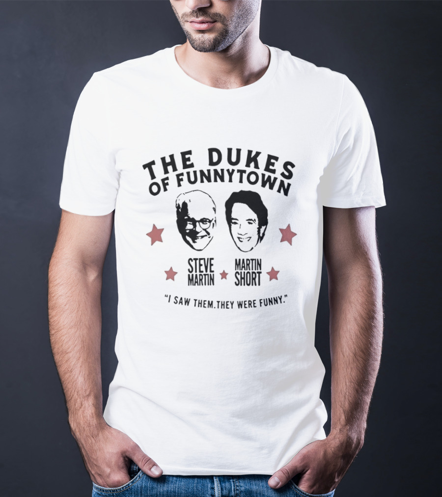 Steve Martin Martin Short The Dukes Of Funnytown Red Stars Big Head T-Shirt