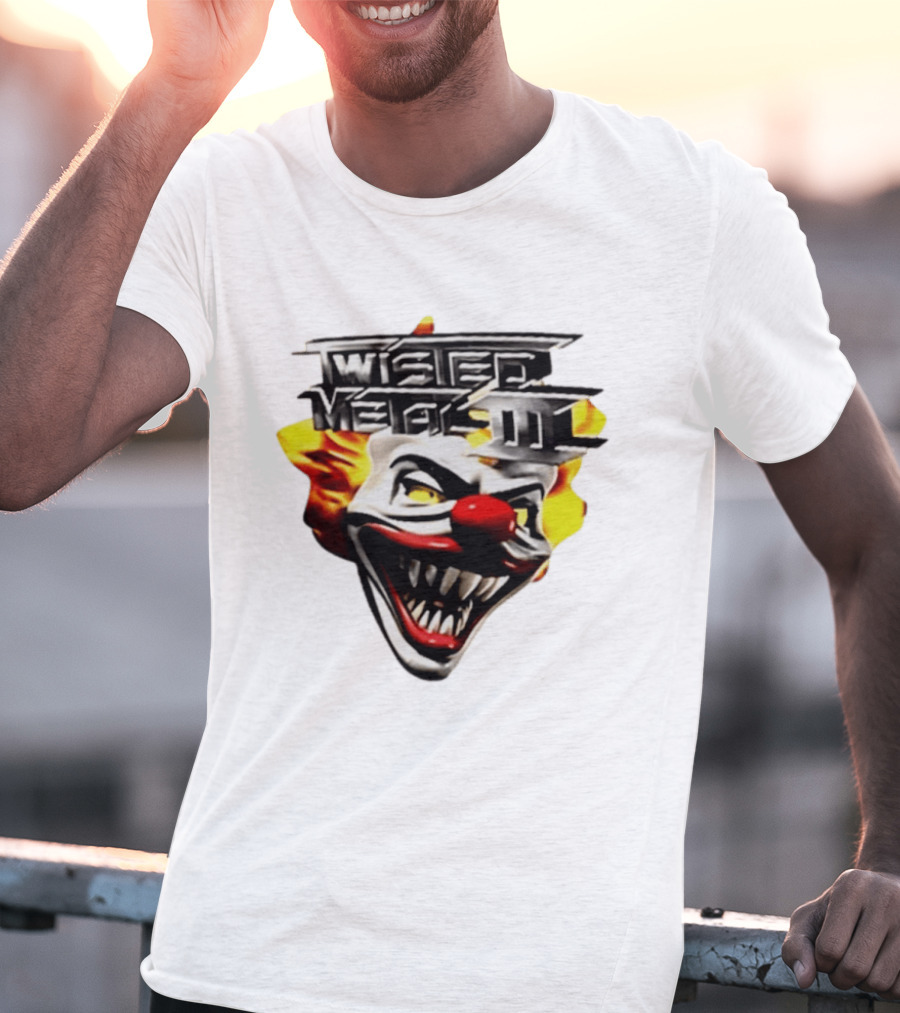 Twisted Metal III Sweet Tooth Clown Face Fiery Hair T-Shirt