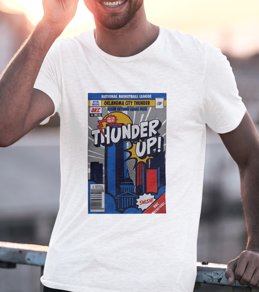 National Basketball League Oklahoma City Thunder Up Comic Swish They're Back OKC Basketball T-Shirt
