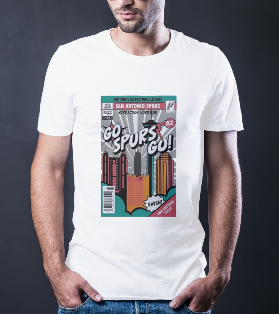 National Basketball League San Antonio Spurs More Action More Fun Go Spurs Go Swish Back Texas T-Shirt