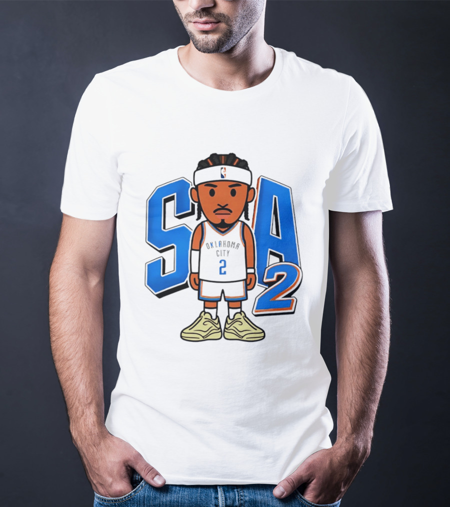 Shai Gilgeous Alexander Oklahoma City 2 Blue SA Caricature T-Shirt