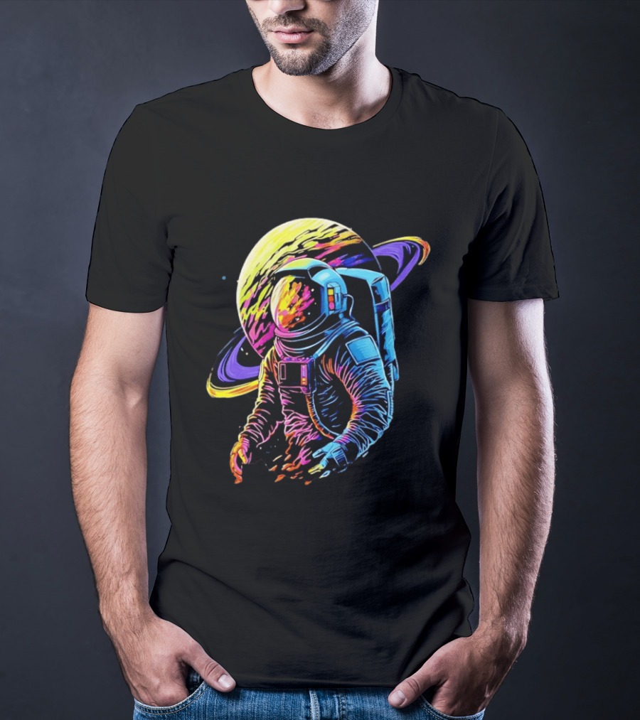 Astronaut Neon Into The Am Saturn Space Adventure T-Shirt